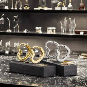 Colección Love, Joyería Fina, Pendientes de Plata de Ley 925, Aros con Forma de Corazón en Oro y Circonitas, para Bodas, Día de San Valentín - Product Image 2