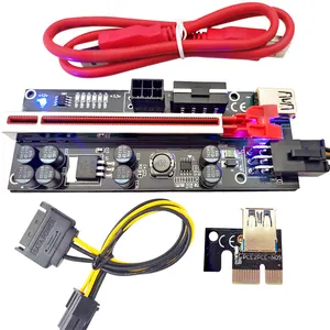 Red slot Ver 010S Plus Riser Card Pcie Riser 010s 1X to 16X 6 PIN PCIE 010S Plus GPU risers USB 3.0 SATA Cable adapter