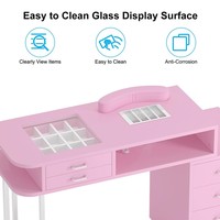 Table de manucure professionnelle en verre Design ergonomique Coussin de poignet Table de manucure Coiffeuse pour chambre à coucher