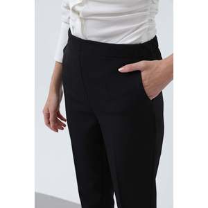 Puane Women's Modern Carrot Cut Trousers with Tapered Leg, Stylish Black Office & Casual <b>Pants</b> for Daily Wear - Product Image 2