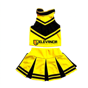 Ensemble d'uniformes de cheerleading jaunes et noirs en spandex/polyester ELEVANCIA INDUSTRIES pour femmes adultes, kit de costume de cheerleader deux pièces - Product Image 1