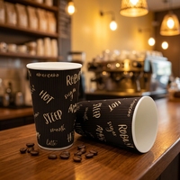 Gobelets en papier ondulé écologiques de 8 à 16 oz avec couvercle, personnalisables, isolés et jetables pour salons de café et galeries d'art