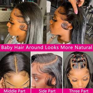 30 40英寸体波人发蕾丝前假发13*6高清透明蕾丝前卷发假发生印度发批发假发供应商 - Product Image 4