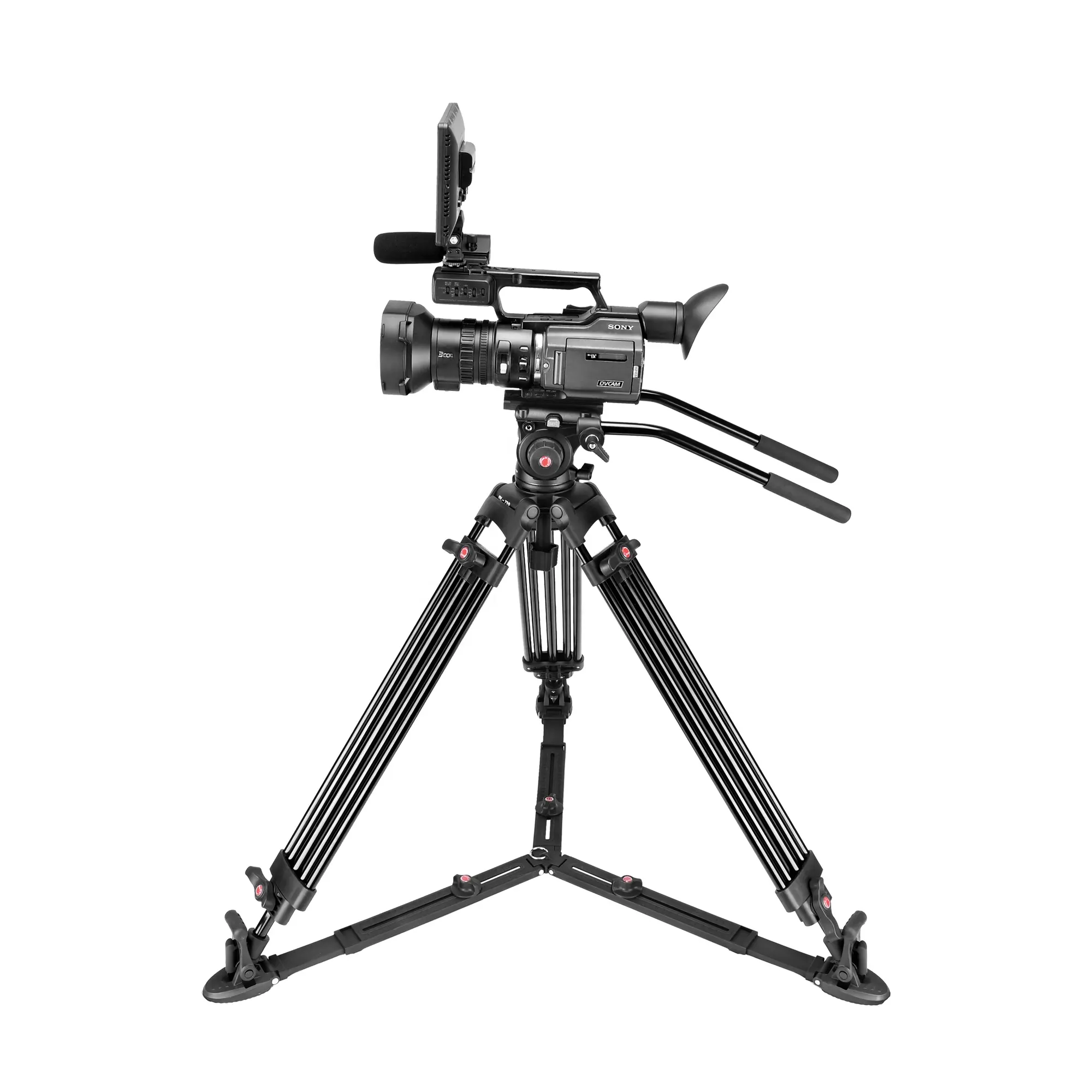 Trépied d'appareil photo 68.7 pouces SLR support d'appareil photo unique grand support de charge 12 KG Stable avec deux poignées et épandeur de sol