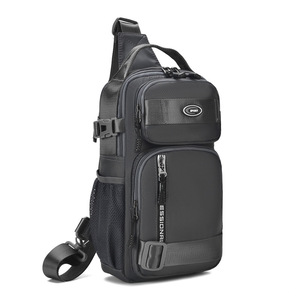Logo personnalisé de haute qualité noir résistant à l'eau Oxford sac à dos bandoulière poitrine sac à bandoulière en plein air voyage sacs à bandoulière pour hommes - Product Image 3