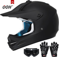 Casque de moto tout-terrain OOH homologué DOT pour enfants, casque intégral de motocross avec lunettes réglables, gants de moto et sac de rangement ATV UTV