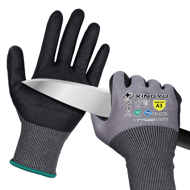 XINGYU ADAMAS High Level Cut Resistant Work Gloves for High Risk Work ANSI A3 Cutting Gloves Nitrile Micro-Foam Safety Gloves