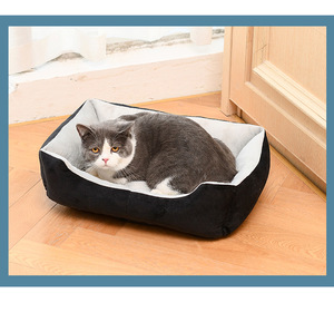 Lujo 60*45*15cm mascota perro sofá cama rectángulo lavable invierno cama suave para todas las estaciones patrón sólido cómodo sofá calmante - Product Image 3