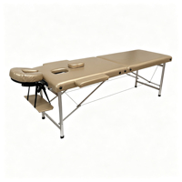 Table de massage portable durable à 2 sections avec pieds en acier inoxydable, lit de spa pliable avec repose-visage
