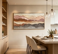 Peinture à l'huile abstraite texturée, paysage de montagne à texture épaisse, peinte à la main, sur toile, pour décoration murale intérieure