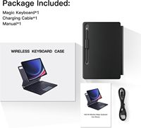 Casing papan ketik ajaib, sarung HP magnetik mewah mengambang berdiri 7 Backlit untuk Samsung Galaxy Tab S11 S10 S9 S8 S7 Plus 12.4 inci