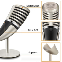 Profesyonel Taşınabilir Kablolu Metal Kondenser Bilgisayar Mikrofonu Şok Tutucu Kardiyoid/Çok Yönlü Desen 50Hz-16KHz