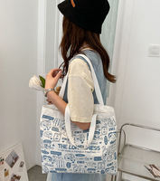 Nouvel Arrivage Sac Fourre-Tout en Toile Durable avec Fermeture Éclair, Motif Graffiti Cartoon Ours Mignon, Idéal pour les Trajets Quotidiens et l'École