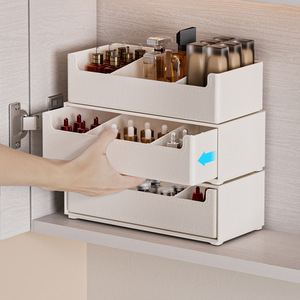 กล่องเก็บเครื่องสำอางแบบลิ้นชัก ชั้นวางของพลาสติกพร้อมลิ้นชัก สำหรับจัดเก็บเครื่องสำอาง ผลิตภัณฑ์บำรุงผิว โต๊ะเครื่องแป้ง จัดเก็บบนโต๊ะ - Product Image 4