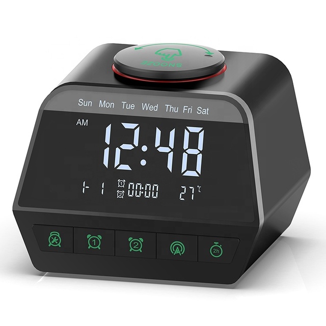 KENUO FM Radio LED Digital 12 Soothing Songs Multi Function Charger Alarm Clock With White Noise Machine