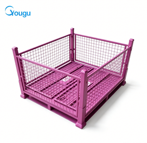 <span class=keywords><strong>Cage</strong></span> à palettes en treillis métallique robuste et pliable, conteneur métallique empilable, caisse <span class=keywords><strong>de</strong></span> stockage en acier pour entrepôt <span class=keywords><strong>de</strong></span> pièces automobiles - Product Image 1