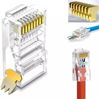Connecteur RJ45 Cat6 Ethernet Pass-Through avec boîtier en cuivre et PC pour réseaux informatiques