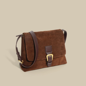 2026 Early Spring New Frosted Genuine Leather Zip Handbag Women's Shoulder <b>Bag</b> Retro Fashion Trendy <b>Work</b> Commuter Crossbody <b>Bag</b> - Product Image 2