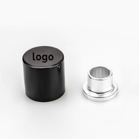 Capuchon de parfum en alliage magnétique noir brillant personnalisé de luxe, capuchon de flacon de parfum en aluminium métallique magnétique