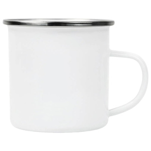 Custom White Metal Vintage Imitation Enamel Sublimation <b>Coffee</b> Mugs 12oz Enamel Cups for Sublimation Printing - Product Image 1