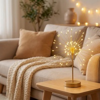 Lumière de table moderne en forme de branche d'arbre d'or avec fil de cuivre blanc chaud, thème féerique pour la décoration de Noël à la maison