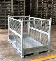 Conteneur de stockage pliable en métal personnalisé Depotfit, en treillis métallique d'acier doux, avec couvercle pliable, empilable, pour cage à animaux de compagnie ou transport de marchandises