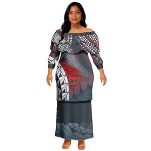 Artı boyutu polinezya Samoan kabile akşam parti Puletasi <span class=keywords><strong>2</strong></span> parça Set ada son tarzı iki parçalı Puletasi elbiseler - Product Image 6