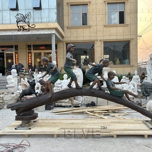 Escultura <span class=keywords><strong>de</strong></span> Bronce Decorativa <span class=keywords><strong>de</strong></span> Jardín <span class=keywords><strong>de</strong></span> Arte Moderno BLVE, <span class=keywords><strong>Abuelo</strong></span> y Niña <span class=keywords><strong>de</strong></span> Tamaño Real Leyendo un Libro, Sentados en el Banco - Product Image 2