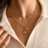 Vente en gros de bijoux vintage en acier inoxydable 316L, collier et boucles d'oreilles en filigrane plaqué or 18 carats avec zirconiums cubiques pour femmes