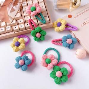 Nuova primavera peluche dolce forcine per capelli elastiche per capelli colorati accessori di colore fiore blocchi di capelli cravatte per ragazze bambini - Product Image 1