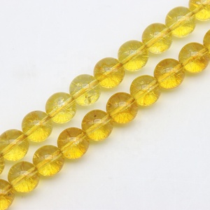 Cuentas agrietadas de color <span class=keywords><strong>topacio</strong></span> <span class=keywords><strong>amarillo</strong></span> de cristal verde Natural de 6 ~ 10mm, accesorios, cuentas redondas de piedras preciosas para la fabricación de joyas - Product Image 3