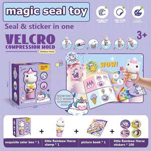 สติกเกอร์รูปสัตว์น่ารัก สไตล์การ์ตูน สร้างสรรค์ ของเล่นประทับตราเวทมนตร์ กันน้ำ ทำจากพลาสติก สำหรับ<span class=keywords><strong>เด็ก</strong></span> ฝึกวาด<span class=keywords><strong>ภาพ</strong></span>และเรียนรู้ - Product Image 4