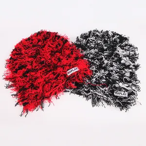 Wholesale Women Men Design Fall Winter Warm Knit Wild Hair Grassy Distressed Beanie Hat For Adult