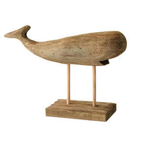 Figura de ballena tallada a mano en madera maciza mediterránea, decoración de escritorio de madera de Paulownia, estilo de forma irregular - Product Image 4