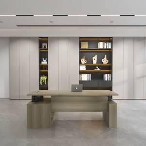 โต๊ะทำงานผู้บริหารรูปตัวแอลแบบปรับระดับความสูงด้วยไฟฟ้า พร้อมที่เก็บของ มอเตอร์คู่ ปรับได้ทั้งแบบนั่งและยืน เหมาะสำหรับผู้บริหาร - Product Image 2