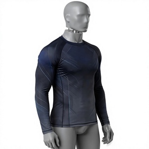 Men <b>Long</b> <b>Sleeve</b> <b>Compression</b> <b>Shirt</b> Breathable Quick Dry Spandex Polyester Front Logo Athletic Sportswear Rash Guard - Product Image 5