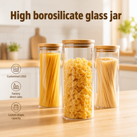 Stoples Kaca Borosilikat dengan Tutup Bambu Khusus untuk Makanan, Stoples Kaca Kedap Udara untuk Penyimpanan Makanan, Stoples Bumbu, Kemasan Stoples Madu