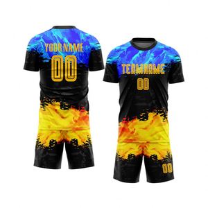 Ensemble de maillot de football multicolore à manches courtes, respirant, à séchage rapide, uniforme d'entraînement pour hommes, chemise et short - Product Image 1