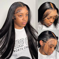 Proveedor de Pelucas de Cabello Humano Liso Natural sin Pegamento con Encaje Completo HD para Mujeres Negras, Pelucas de Cabello Virgen con Cutícula Alineada, Alibaba