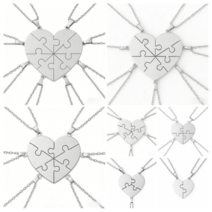 Collier en acier inoxydable en forme de cœur à assembler soi-même pour femmes, bijou d'amitié pour groupe, avec 2/3/4/5/6/7/8 cœurs séparés, idéal pour les meilleures amies - Product Image 2