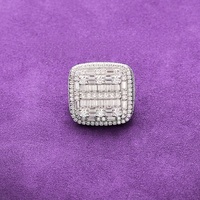 Bague Bling Bling Hip Hop en Argent Massif 925 Sertie Moissanite Coupe Baguette VVS Testée Diamant, Idéale pour Hommes et Femmes