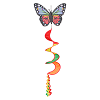 Décor de jardin suspendu en spirale arc-en-ciel 3D, papillon coloré, résistant à l'eau, pour l'extérieur, 110 cm