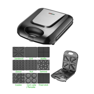 Appareil à sandwich électrique 4 tranches, presse à panini, <span class=keywords><strong>gaufrier</strong></span>, ensemble de <span class=keywords><strong>plaques</strong></span> <span class=keywords><strong>amovibles</strong></span> antiadhésives, réglable, plastique ménager - Product Image 1