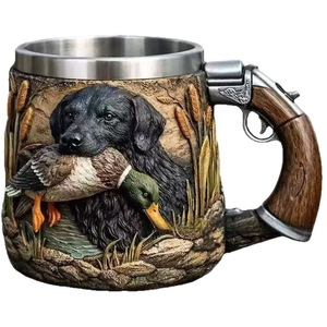 Mug isotherme en acier inoxydable Duck Dog avec couvercle et poignée, idéal pour les chasseurs et les adultes – Cadeau - Product Image 5