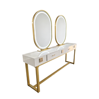 Mobilier et équipement de salon de coiffure, poste de coiffage pour barbier, station miroir double face