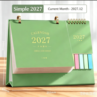 Kalender Meja A5 12 Bulan Custom 2027 dengan Catatan Tempel, Cetak Lanskap untuk Hadiah Liburan