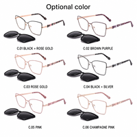 Montura de gafas ópticas rectangulares de metal a la moda con clip magnético para gafas de sol polarizadas 2 en 1, gafas graduadas CZhSJrm