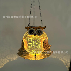Lámpara Solar con Forma de Búho, Luz LED Colgante para Jardín, Decoración de Hierro Forjado - Product Image 3