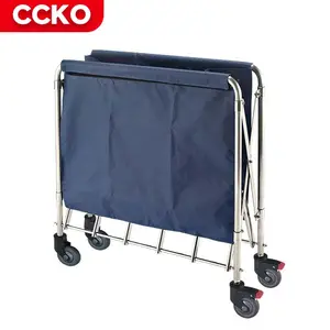 Janitorial Utility Linen Housekeeping Hand Carts Trolleys Cleaning Folding Laundry Carts Commercial Laundry Basket With Wheels
