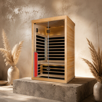 Sauna Inframerah Jauh Kayu Solid Terapi Cahaya Merah 2-Orang, Gym Elektrik Rumah untuk Penggunaan di Kamar Tidur, Desain Modern, Panel Kontrol Komputer